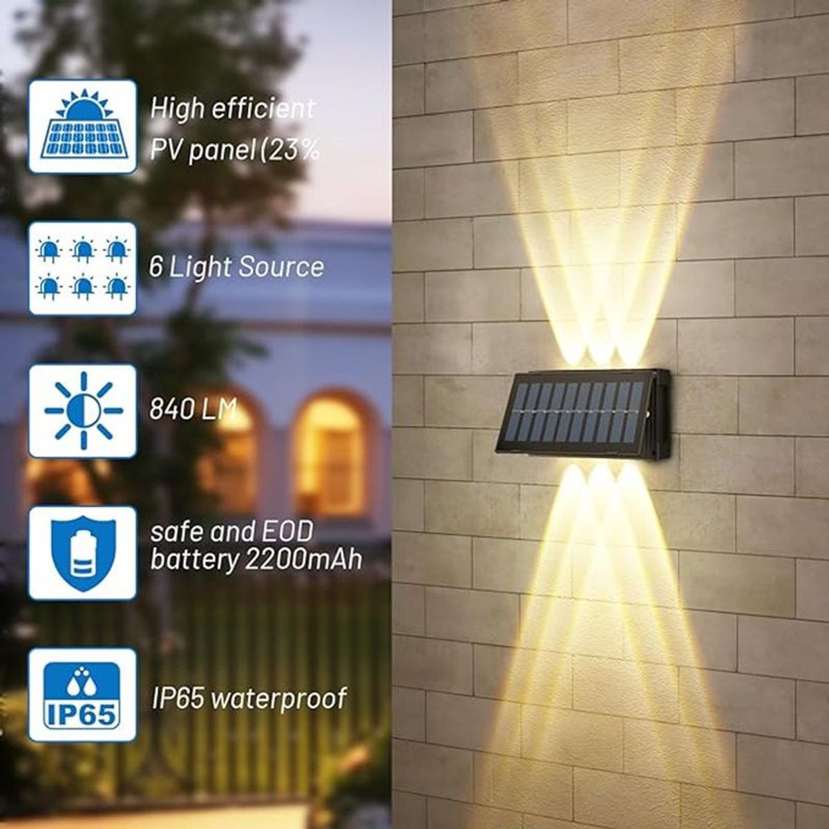 GENERICO - Luces Solares De Pared Para Exteriores Inalámbricas E Impermeables
