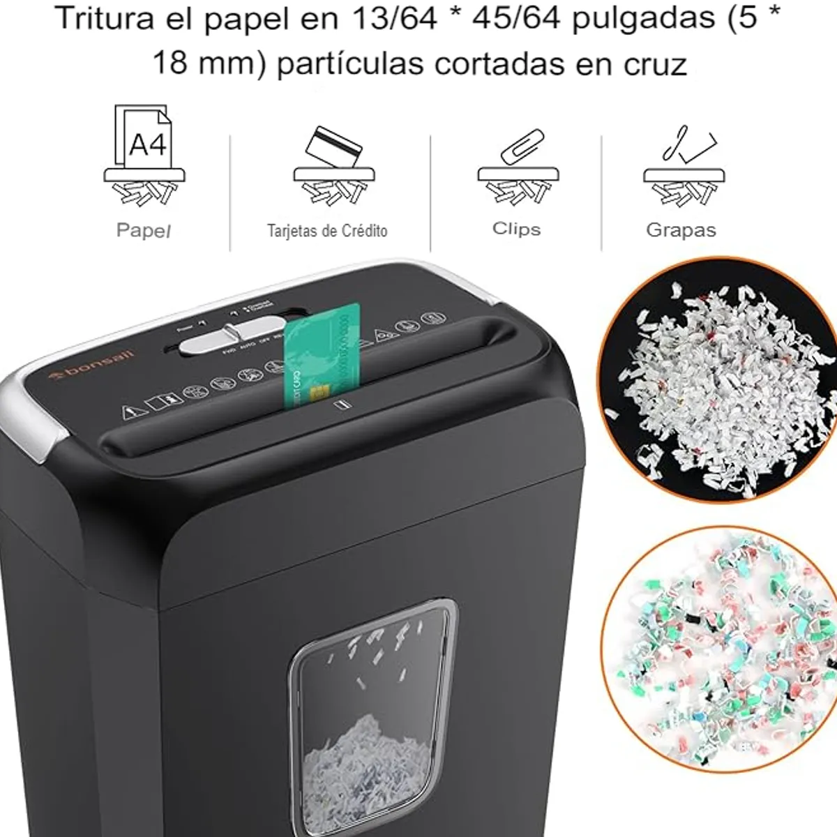 GENERICO - Trituradora Bonsaii de papel transversal de 6 hojas C237-B