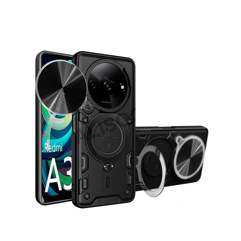 GENERICO - Estuche Proteccion Camara Con Soporte Para Xiaomi Redmi A3 Negro