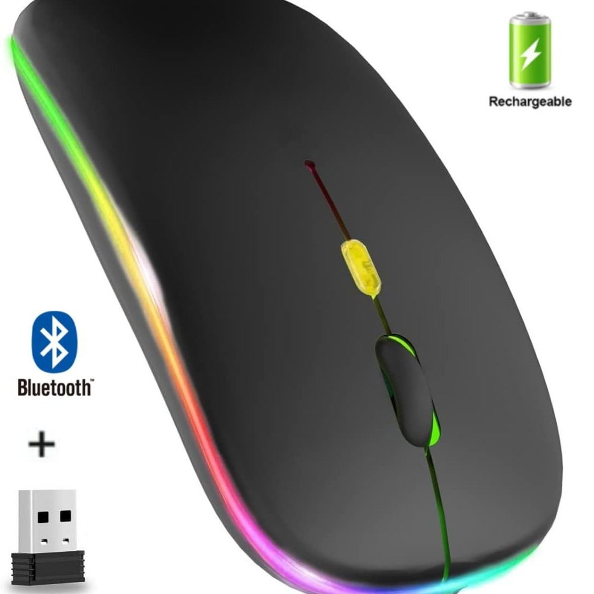 UNITEC - Mouse Inalámbrico Recargable Bluetooth + 24ghz