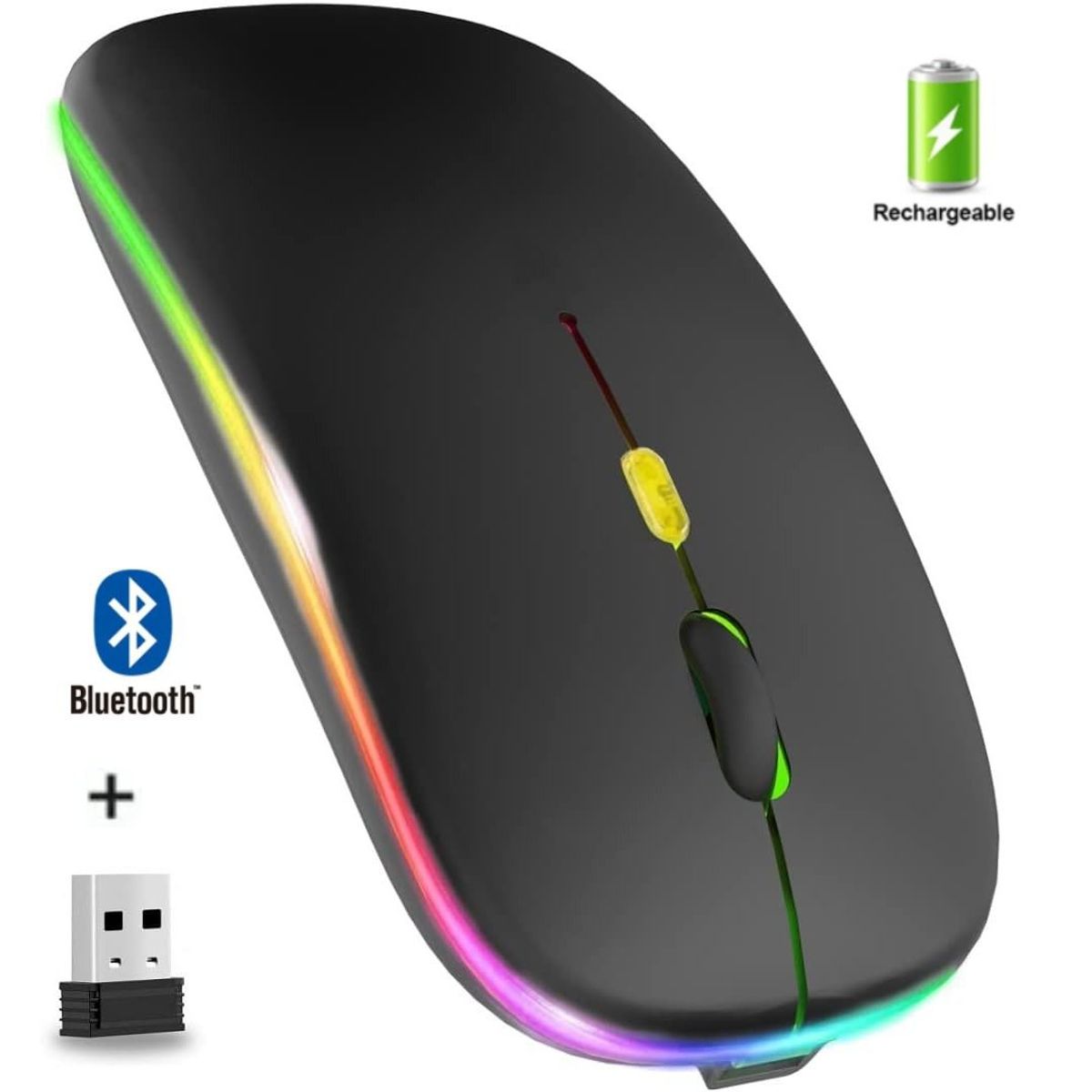 UNITEC - Mouse Inalámbrico Recargable Bluetooth + 24ghz