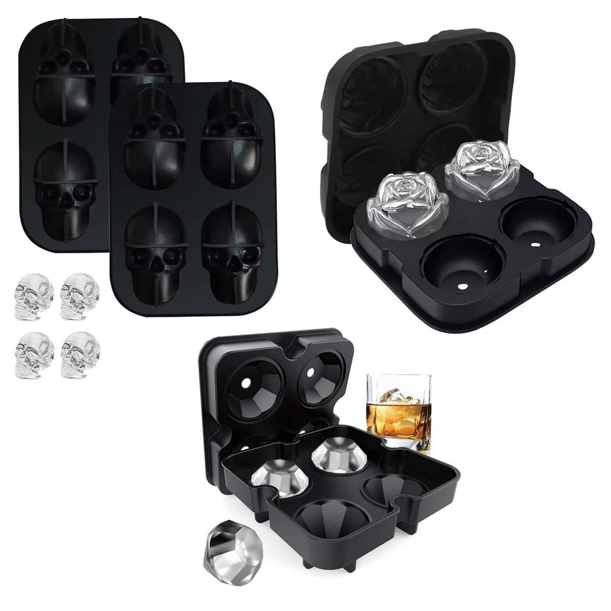 CASATUA - Molde Cubeta Hielera Silicona Set Modelos - Diseños Varios X3-