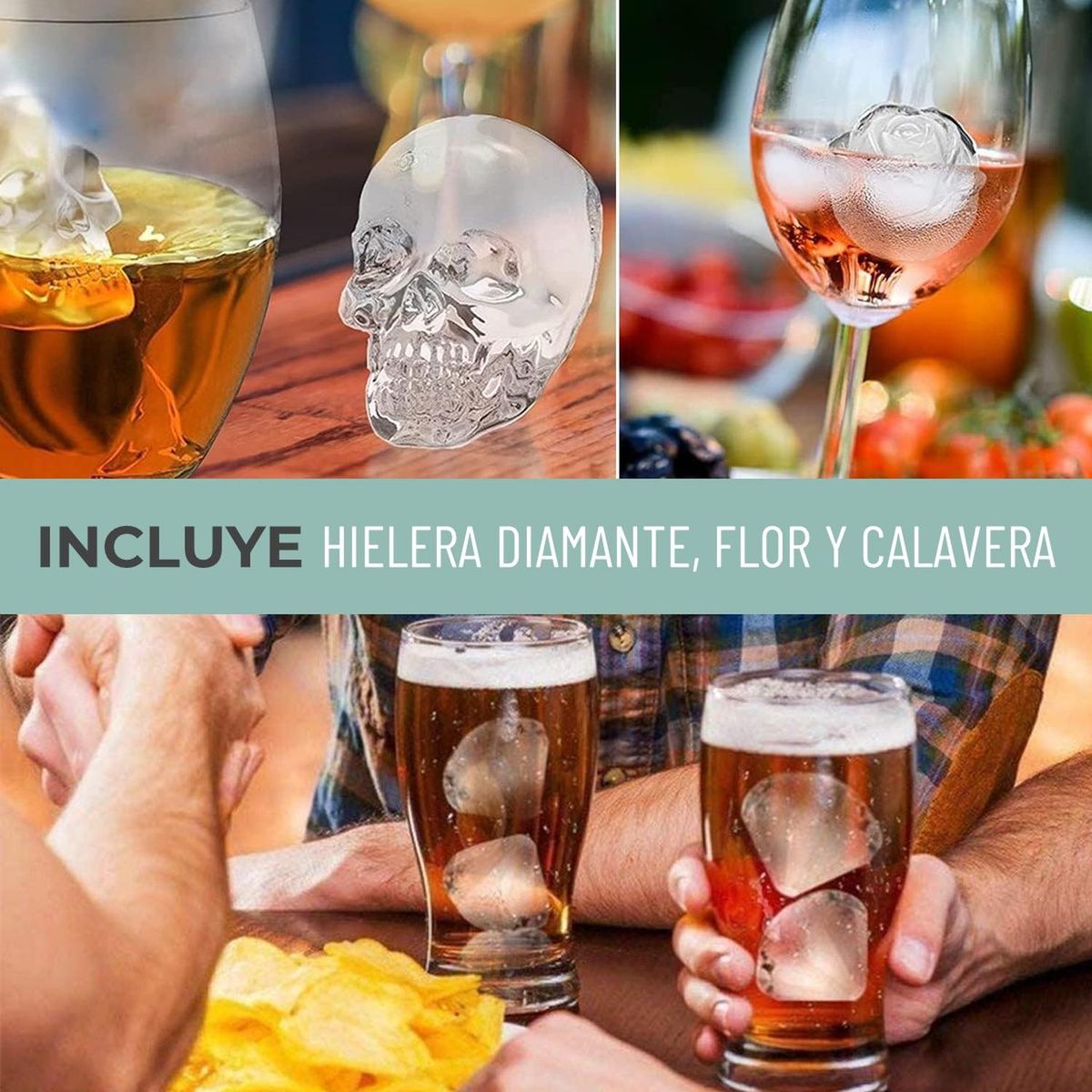 CASATUA - Molde Cubeta Hielera Silicona Set Modelos - Diseños Varios X3-