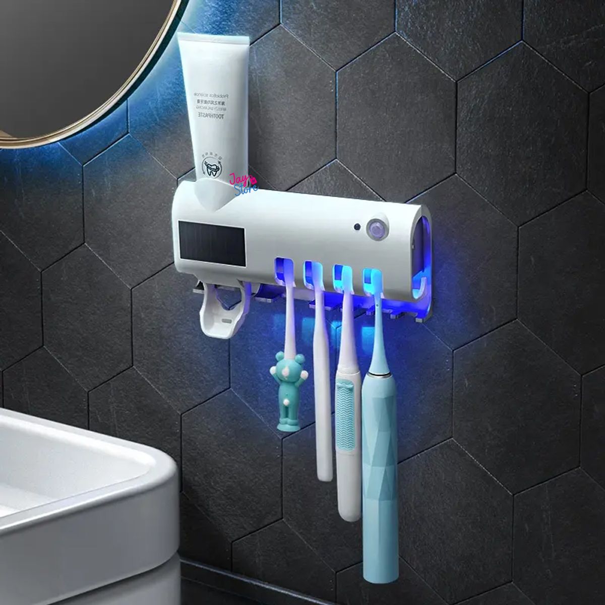 JAYSTORE - Soporte Cepillos Dispensador Crema Dental Esterilizador UV