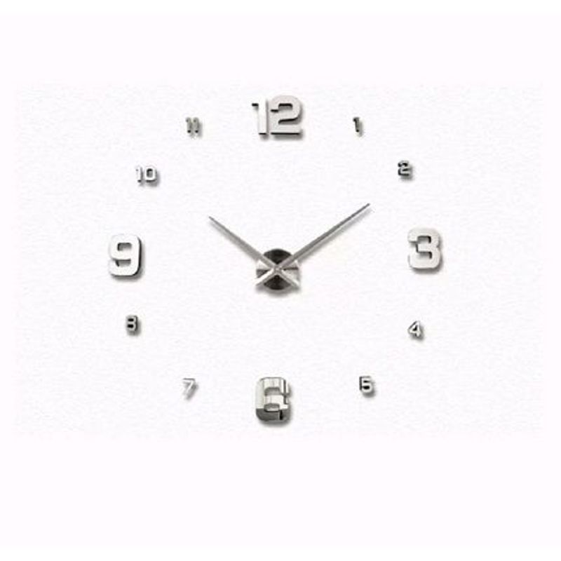 GENERICO - RELOJ DE PARED 3D TAMAÑO 100X100CM COLOR PLATEADO