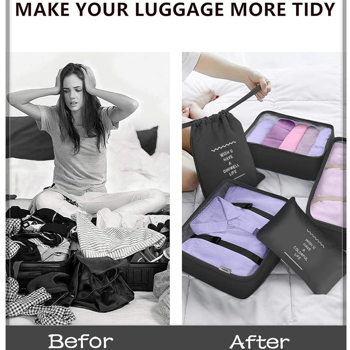 ONE PIXEL - Organizador De Equipaje Para Maleta Kit X10 Bolsas ONEPIXEL