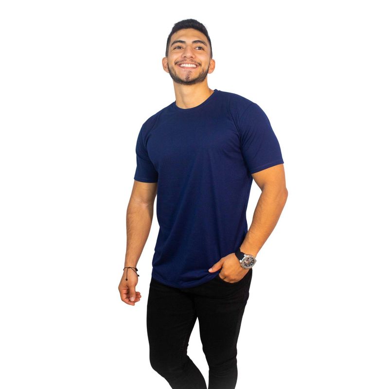 MANPOTSHERD - Camiseta Básica Hombre Azul Oscuro Manpotsherd
