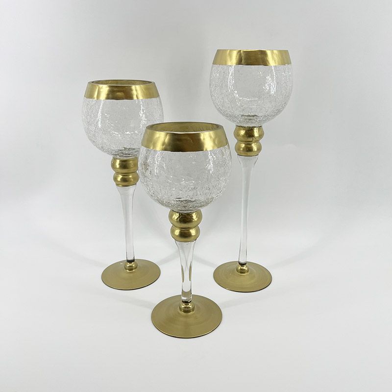 BURICA - SET X3 COPAS VIDRIO BORDE DORADO MATE