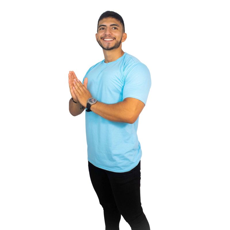 MANPOTSHERD - Camiseta Básica Hombre Azul Claro Manpotsherd_.