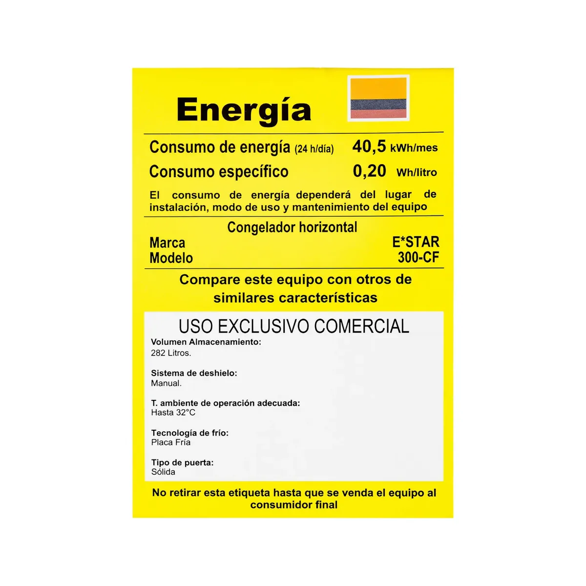 E STAR - Congelador Horizontal 300 Litros Tapa Sólida ESTAR