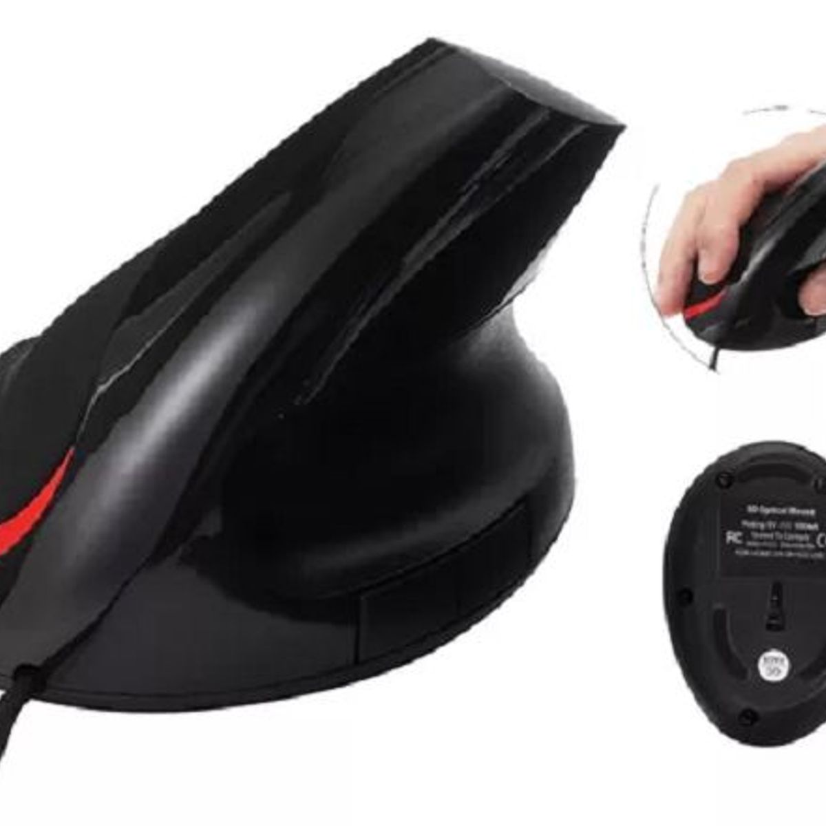 GENERICO - Mouse 5 Botones Optico Vertical Ergonomico Cable pc