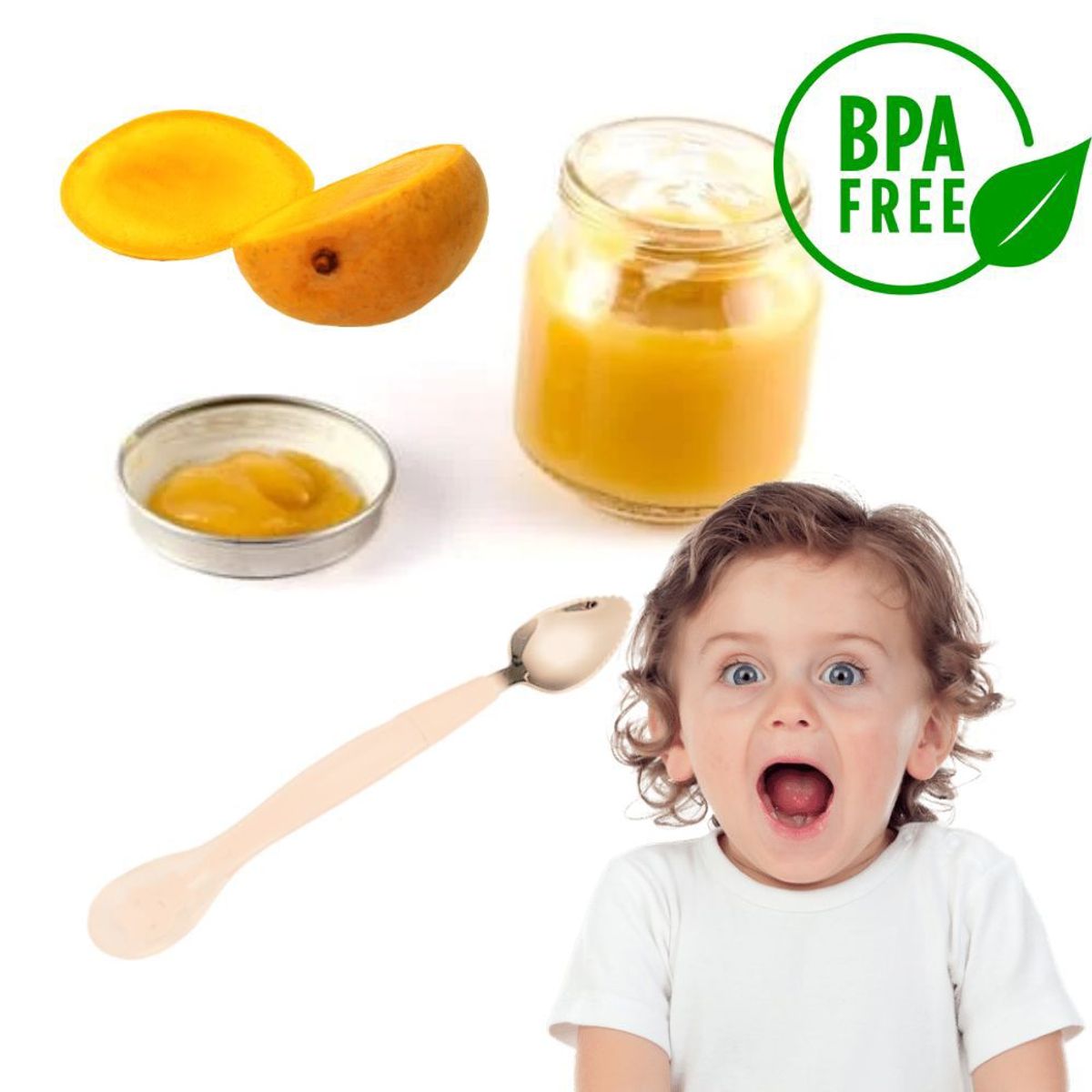 GENERICO - Cuchara Raspadora de silicona Para Bebé 2 EN 1