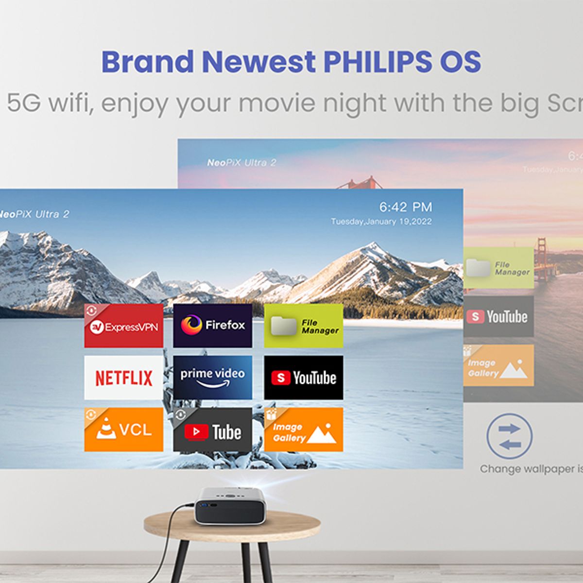 PHILIPS - Proyector Phillips con Android full HD con wifi y bluetooth