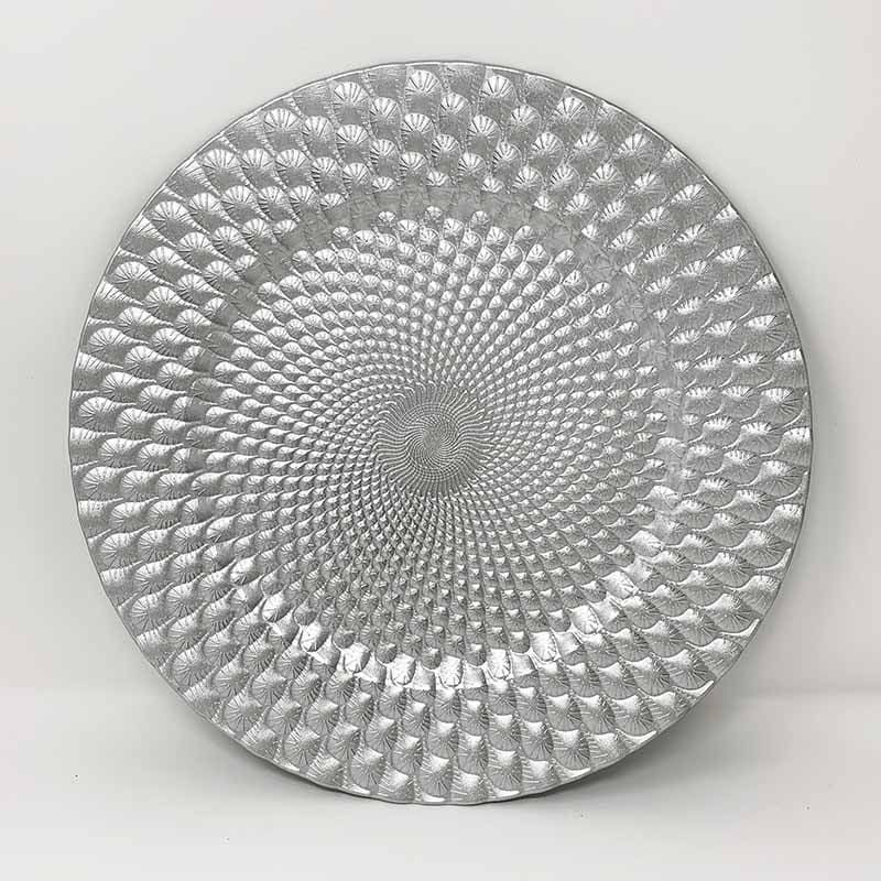 BURICA - PLATO BASE 33 CM MARTILLADO PLATEADO