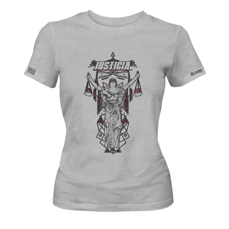 CREACIONES NU CROWN - Camiseta Dama Justicia abogado balanza Gris Original Nu Crown