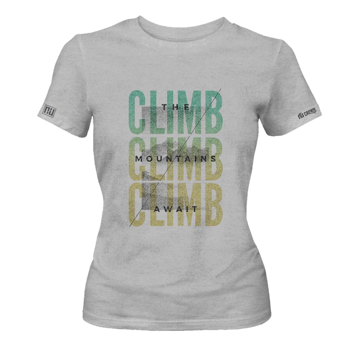 CREACIONES NU CROWN - Camiseta Dama Montañas Descanso Gris Original Nu Crown