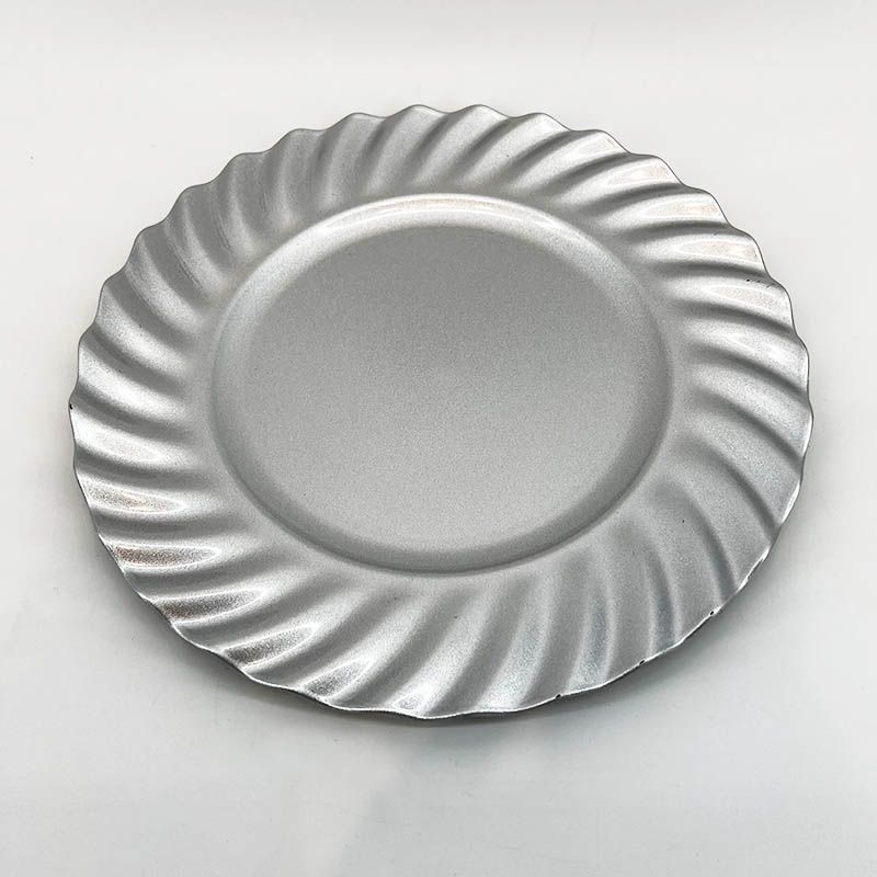 BURICA - PLATO BASE 33CM ONDULADO PLATEADO
