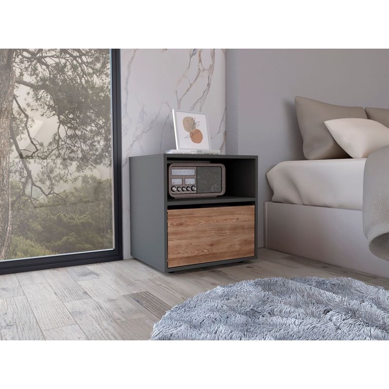RTA DESIGN - Mesa De Noche Galanto Plomo Miel MPL 9456 Rta Muebles