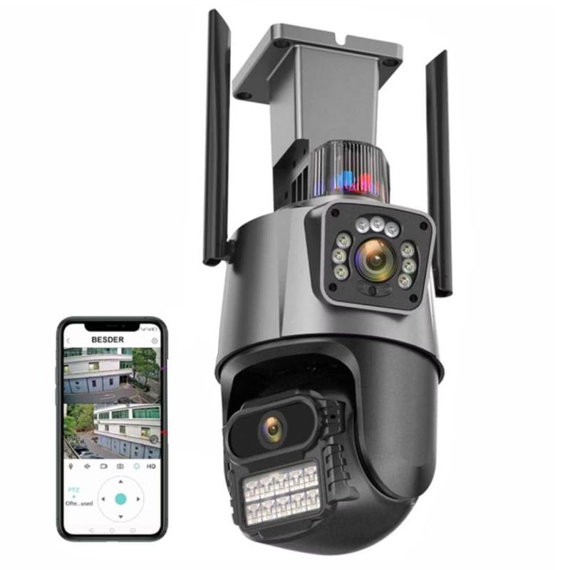 GENERICO - Camara De Seguridad PTZ Exteriores Wifi Hd Doble Lente Auto Seguimiento