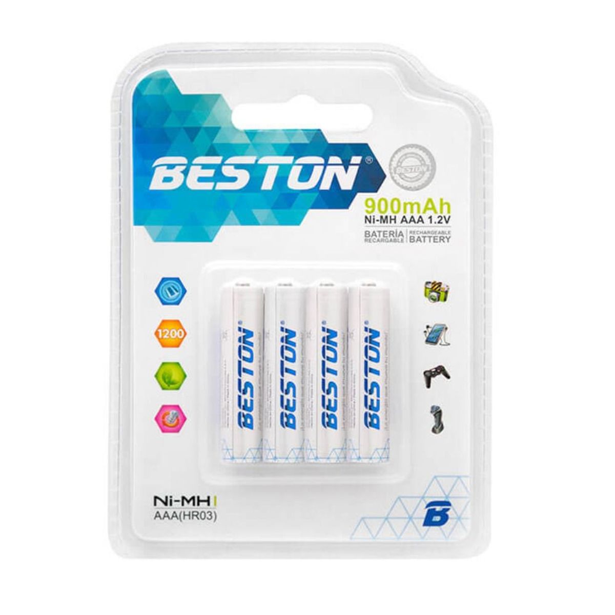 BESTON - Pila Bateria Pack X4 900 Mah Beston 1.2v - Larga Duracion