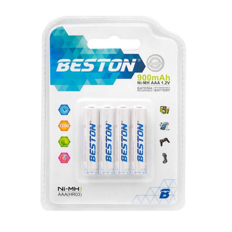 BESTON - Pila Bateria Pack X4 900 Mah Beston 1.2v - Larga Duracion
