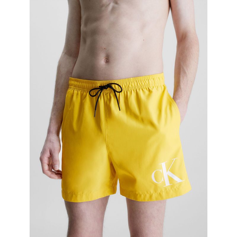 CALVIN KLEIN - Bermuda De Baño Amarillo De Largo Medio Con Cordón Calvin Klein