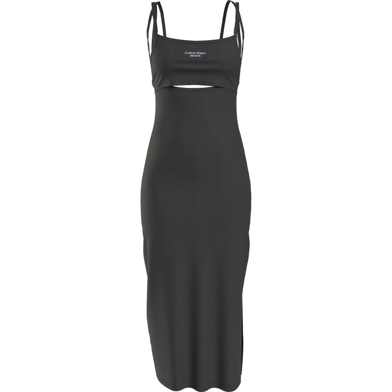 CALVIN KLEIN - Vestido Negro Midi A Capas Con Tirantes Calvin Klein