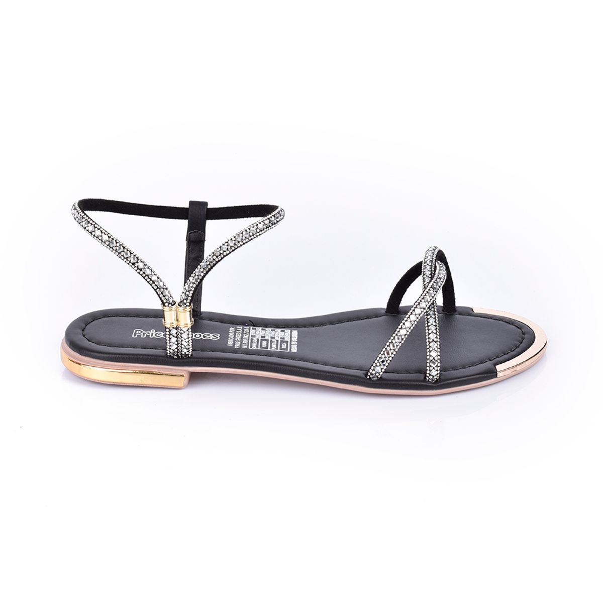 PRICE SHOES - Price Shoes Sandalia Plana Para Mujer 482103NEGRO