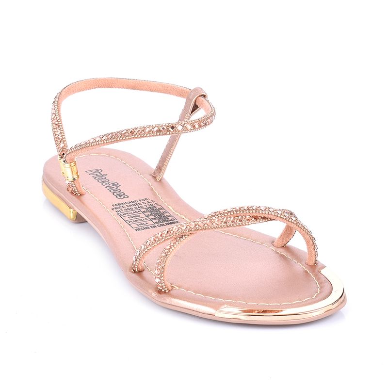 PRICE SHOES - Price Shoes Sandalia Plana Para Mujer 482103OROROSA