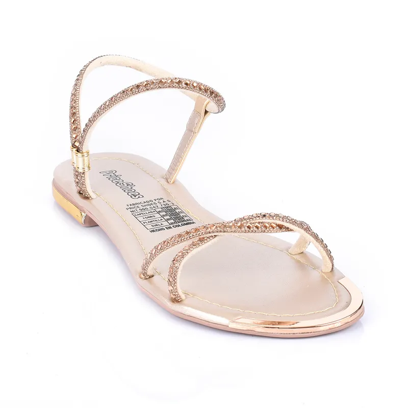 PRICE SHOES - Price Shoes Sandalia Plana Para Mujer 482103CHAMPANA