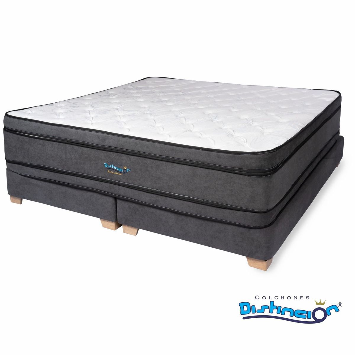 COLCHONES DISTINCION - COMBO COLCHON  DIAMANTE DOBLEPILLOW 200X200 +BASECAMA PREMIUM MODULAR