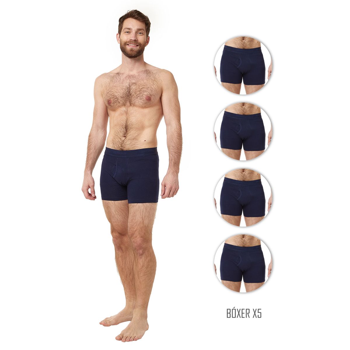 SANTANA - Combo X5 Bóxer Corto Hombre Santana Azul Oscuro