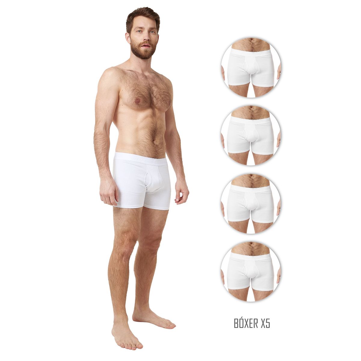 SANTANA - Combo X5 Bóxer Corto Hombre Santana Blanco