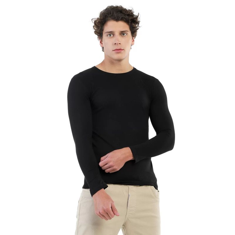 MANPOTSHERD - Camiseta Manga Larga Hombre Negro Manpotsherd