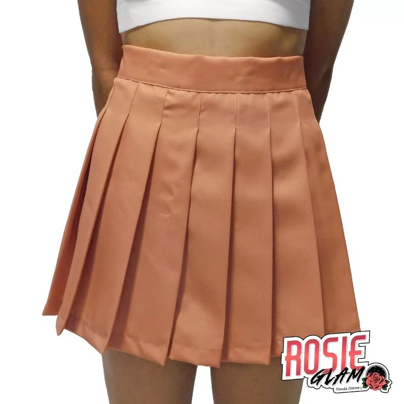 ROSIEGLAM - Falda Café Plisada ROSIEGLAM
