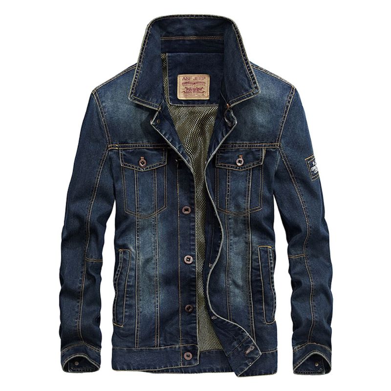 UBMD - Chaqueta Hombre Denim Moda Casual Slim 1688 Azul Oscuro_.