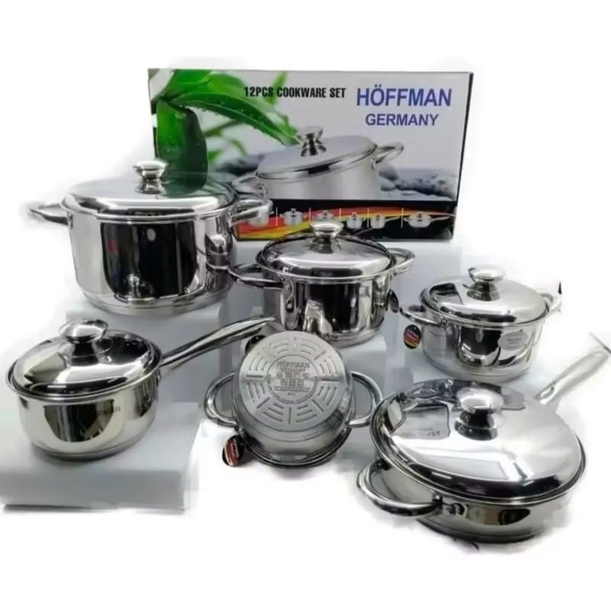 GENERICO - Bateria De Ollas Acero Hoffman cocina 12 Piezas