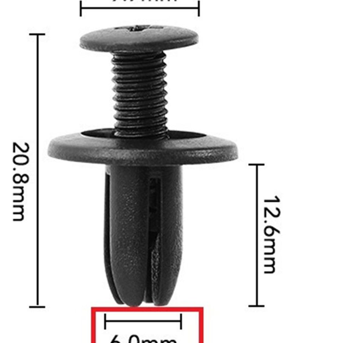 GENERICO - pines broches clips topes de 6 mm para vehiculo de 50 pcs