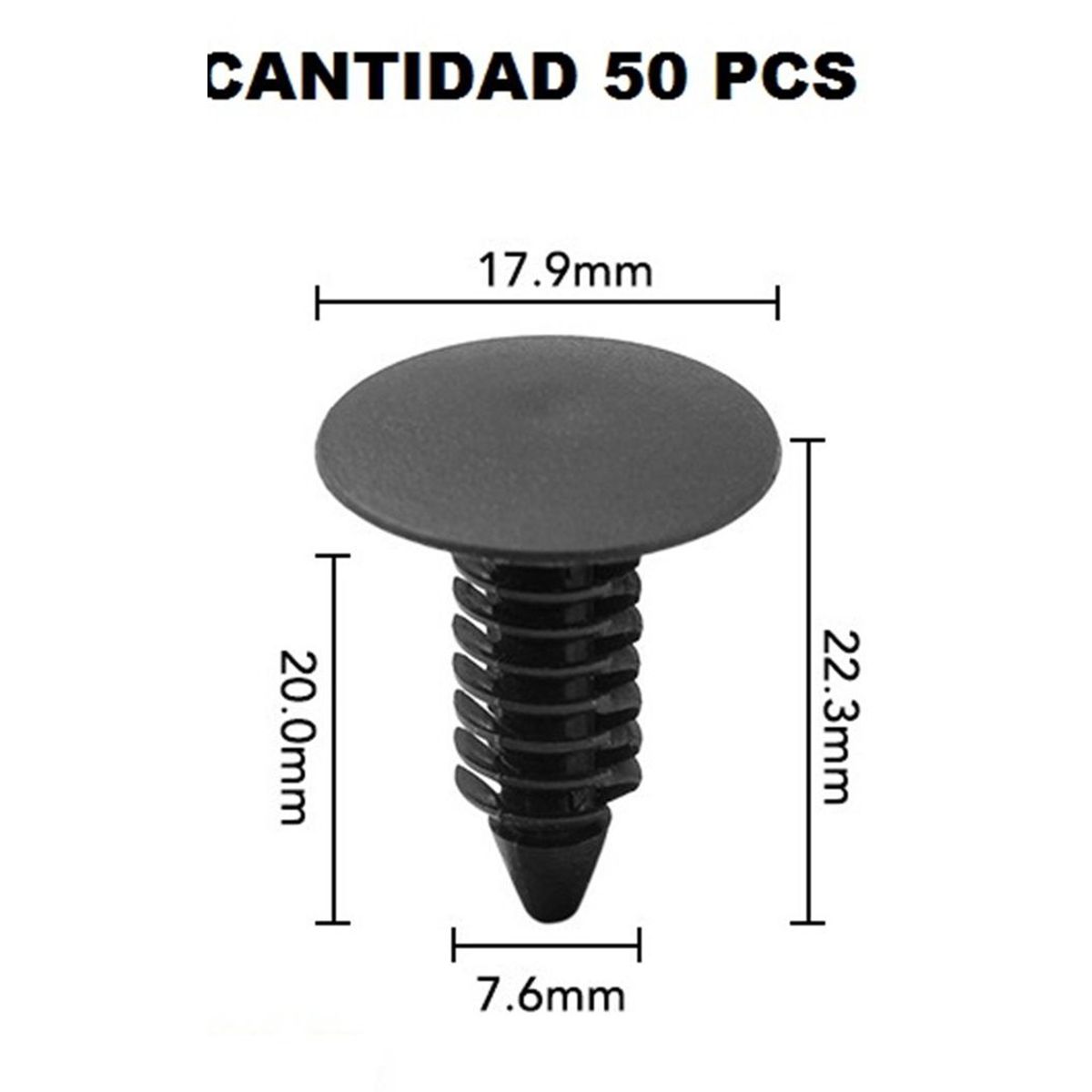 GENERICO - pines broches clips topes lisos para vehiculo de 50 pcs