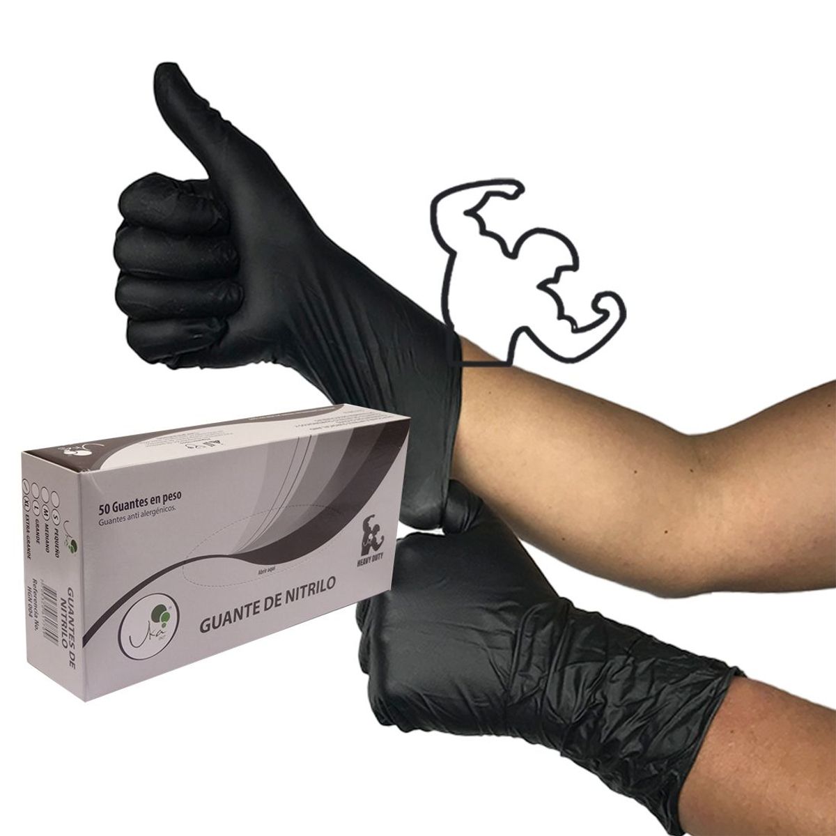 UKAINT - Guantes de Nitrilo HD Cal 12 x 50u  Negro M Ukaint