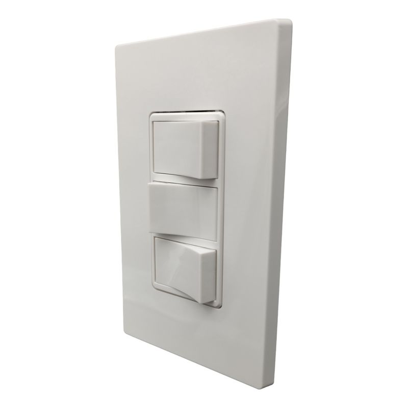 LEVITON - Interruptor Decora Triple Blanco + Tapa A Presion Blanca