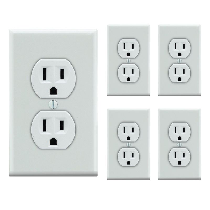 LEVITON - Tomacorriente + Tapa Leviton 5320 Blanco X 5 Unidades