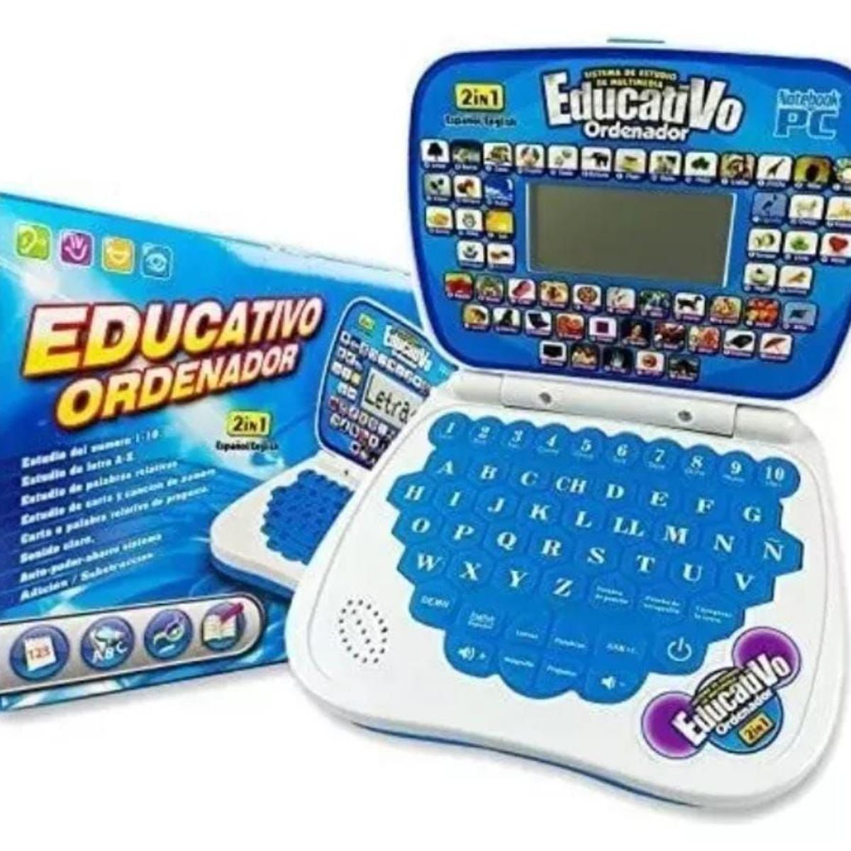 INFANTILES CAJUROMIX - COMPUTADOR DIDACTICO MINI LAPTO INGLES-ESPAÑOL