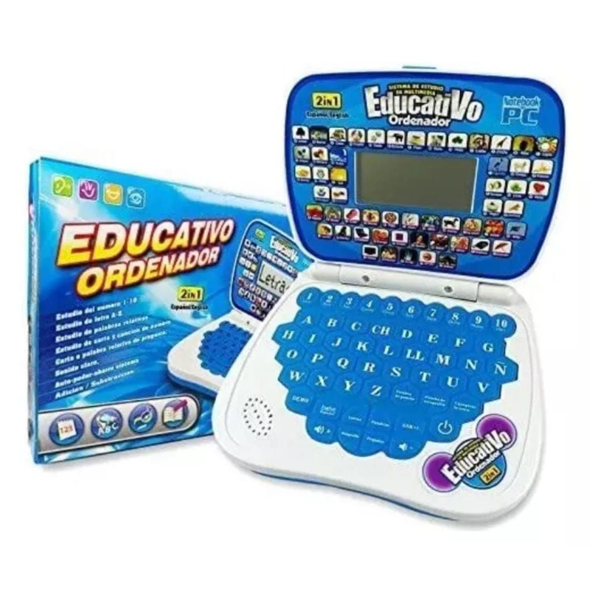 INFANTILES CAJUROMIX - COMPUTADOR DIDACTICO MINI LAPTO INGLES-ESPAÑOL