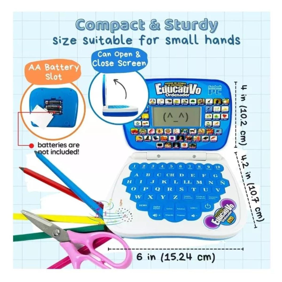 INFANTILES CAJUROMIX - COMPUTADOR DIDACTICO MINI LAPTO INGLES-ESPAÑOL