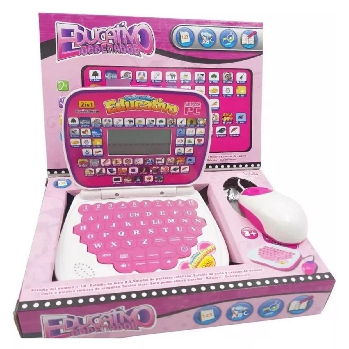 INFANTILES CAJUROMIX - COMPUTADOR DIDACTICO MINI LAPTO INGLES-ESPAÑOL