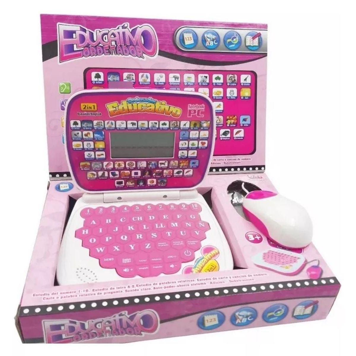 INFANTILES CAJUROMIX - COMPUTADOR DIDACTICO MINI LAPTO INGLES-ESPAÑOL