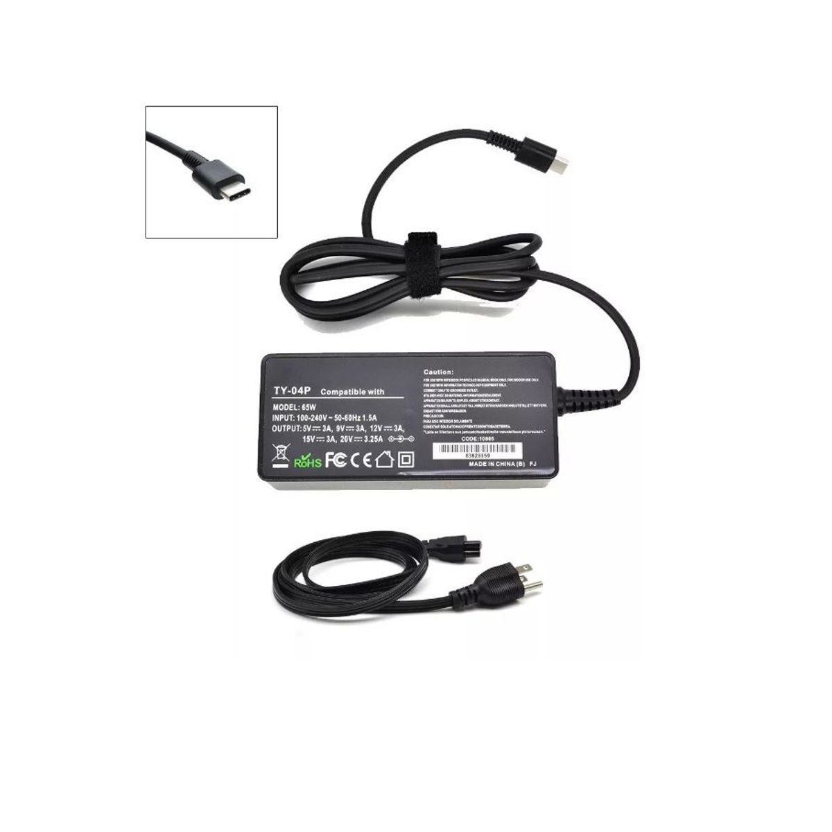 GENERICO - Cargador Para Lenovo 20V 3,25 TIPO C 65W Punta usb c