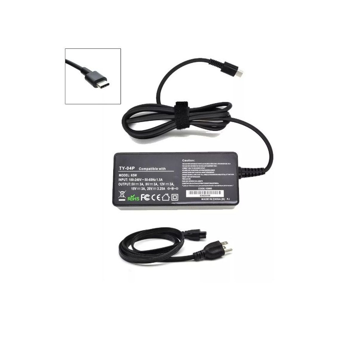 GENERICO - Cargador Para Lenovo 20V 3,25 TIPO C 65W Punta usb c