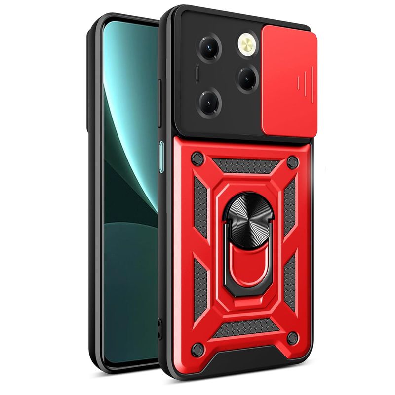 GENERICO - Funda Slider Compatible Infinix Hot 40 Pro Y Tecno Spark 20 Pro Rojo